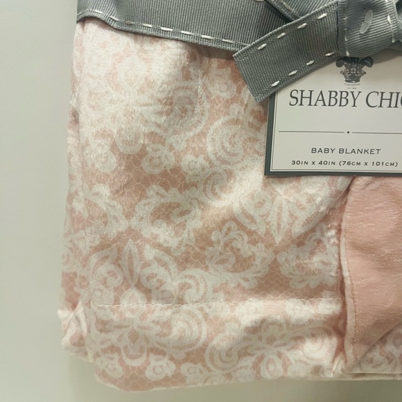 Shabby Chic Lace Stripe Baby Nursery Blanket Pink & White Medallion Pattern - Picture 5 of 12